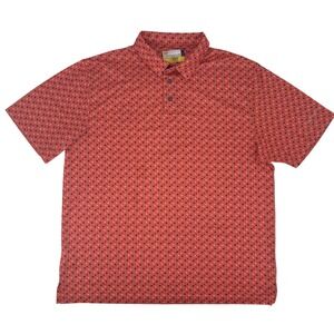 Nicklaus Mens Golf Polo Shirt Coral Floral Pattern‎ Large Eco Choice Performance